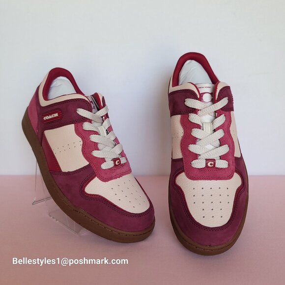 COACH Low Top Leather and Suede Sneakers C201- Pink color-Women’s US Size 9.5B ⭐ - Picture 7 of 16